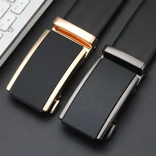 

Men'S Real Nappa Top Layer Pure Cowhide Belt for Youth With Zinc Alloy Leather Surface Automatic Buckle Business Casual Style