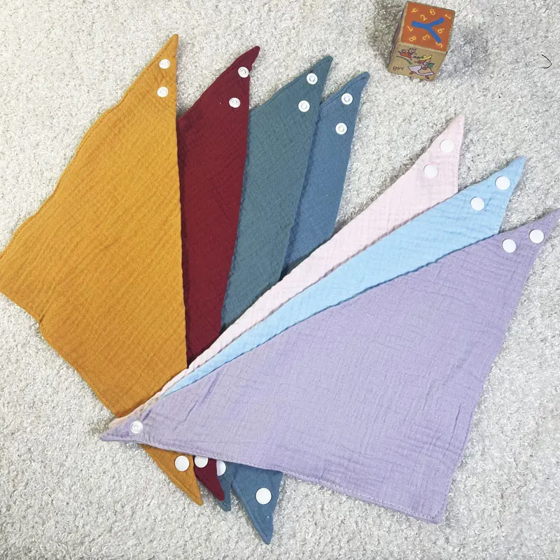 

Feeding Drool Bibs Cotton Accessories Newborn Solid Color Snap Button Soft Triangle Towel Baby Bibs Baby Bibs