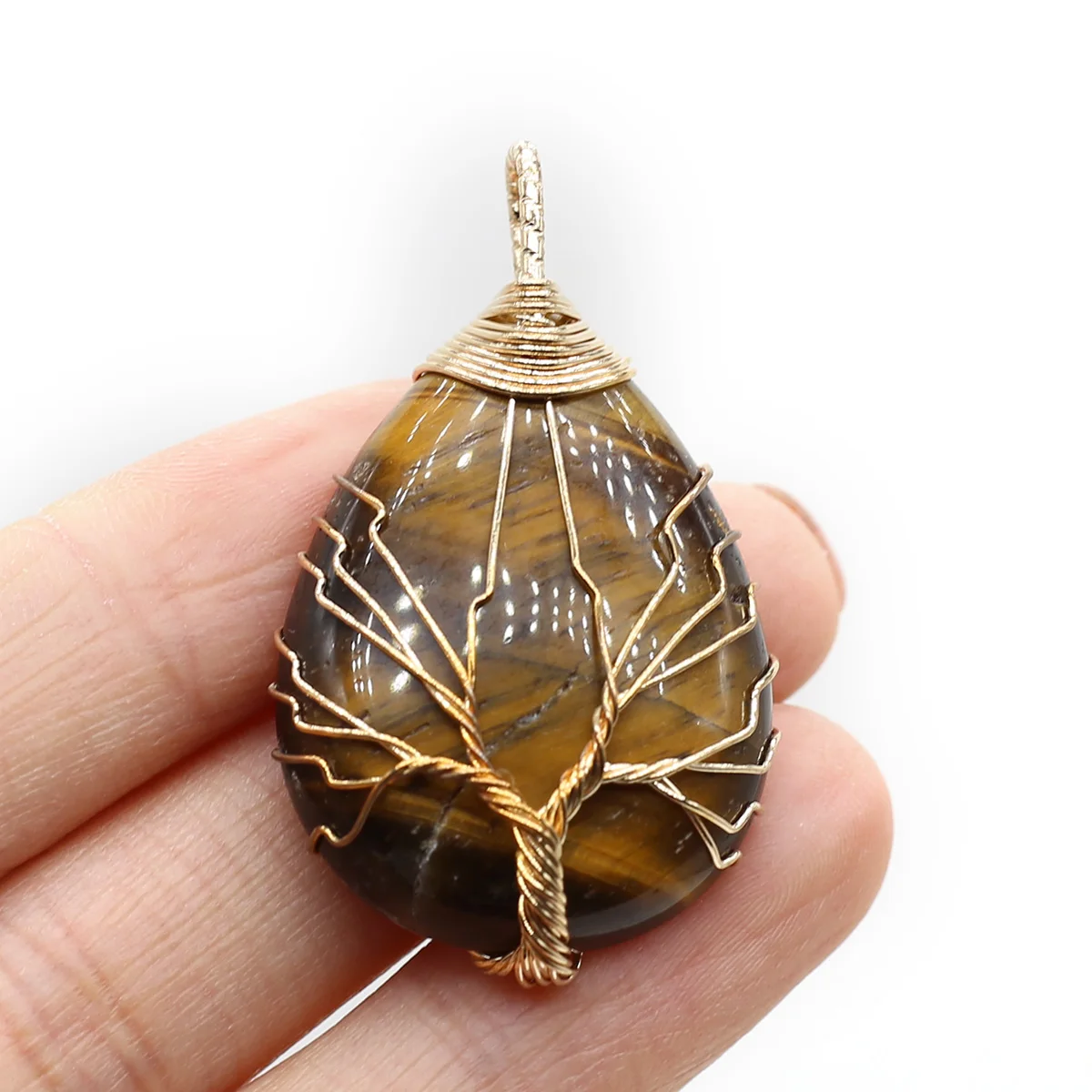 

1PC Gold Copper Wire Healing Crystal Charms Natural Stone Pendant Opal Rose Quartz Amethyst for Jewelry Making DIY Necklaces