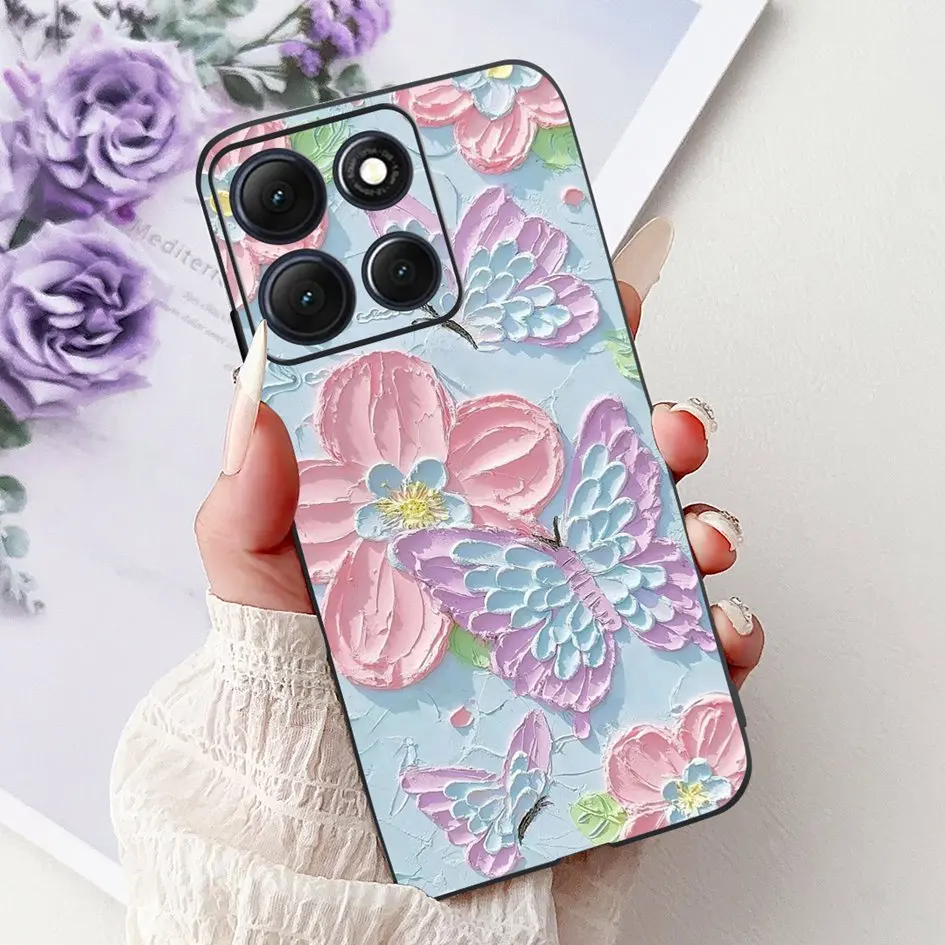 Floral Bamboo Cat Cartoon Soft Silicone Back Cover