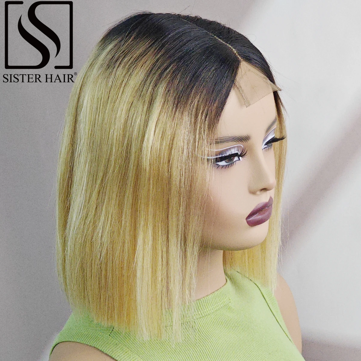 

180% Density Straight Bob Wig T1B-27 Color Human Hair Wig 2x6 Lace Short Straight Colored Bob Wig PrePlucked Brazilian Hair Wigs