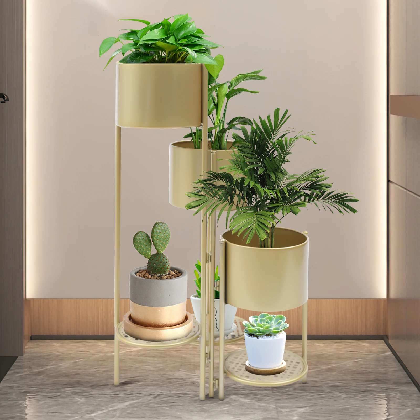 6 Tier Metal Plant Stand Flower Pot Rack Corner Shelving Indoor/Outdoor Decorative Display Rack For Patio Garden Living Room
