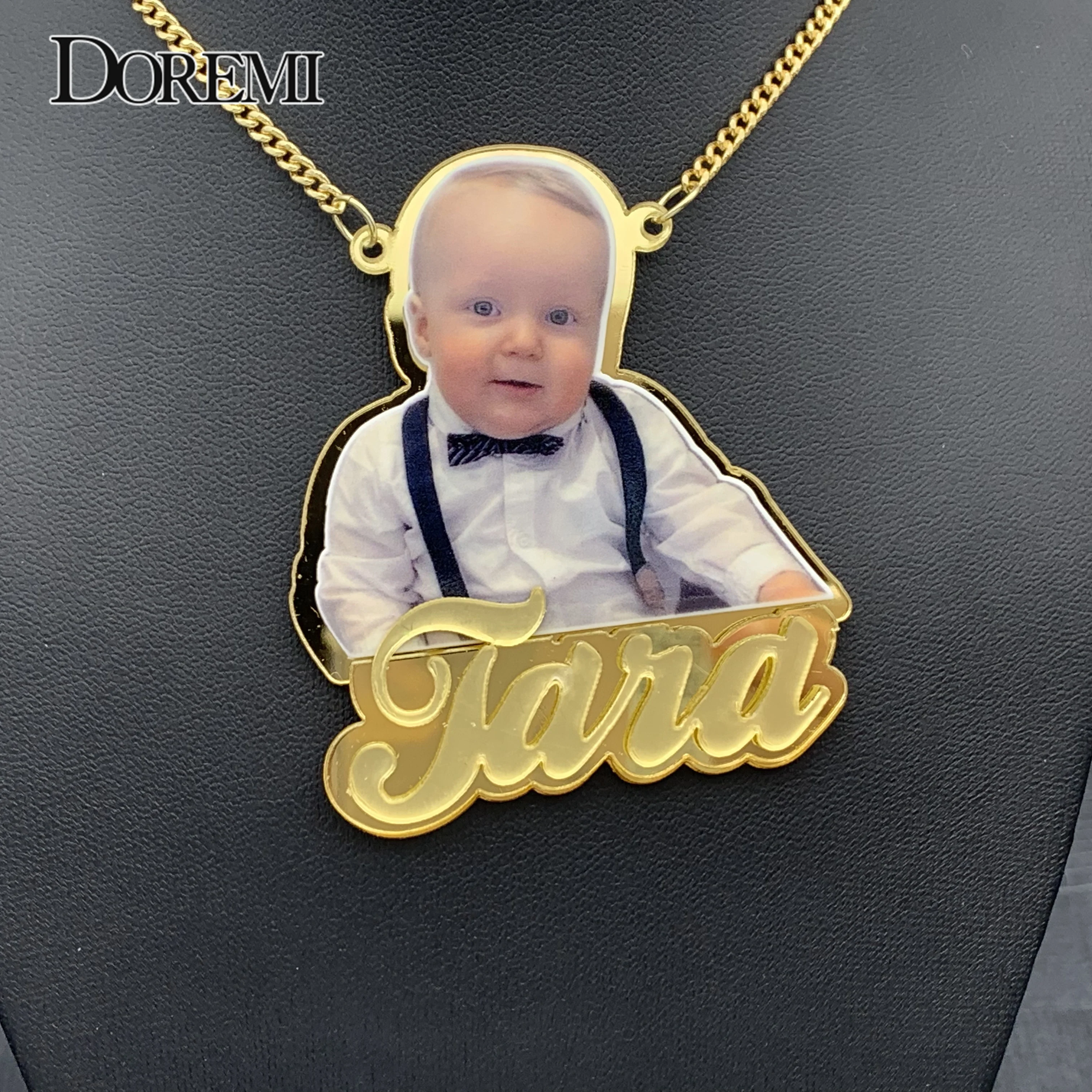 Custom Name Picture Necklace for Women Personalized Acrylic Pendent Necklace Kids Custome Jewelry for Family Memorial Gift vlen customize letter bracelets for women jewelry boho summer beach bracelet acrylic personalized pulseras gold plated jewellery