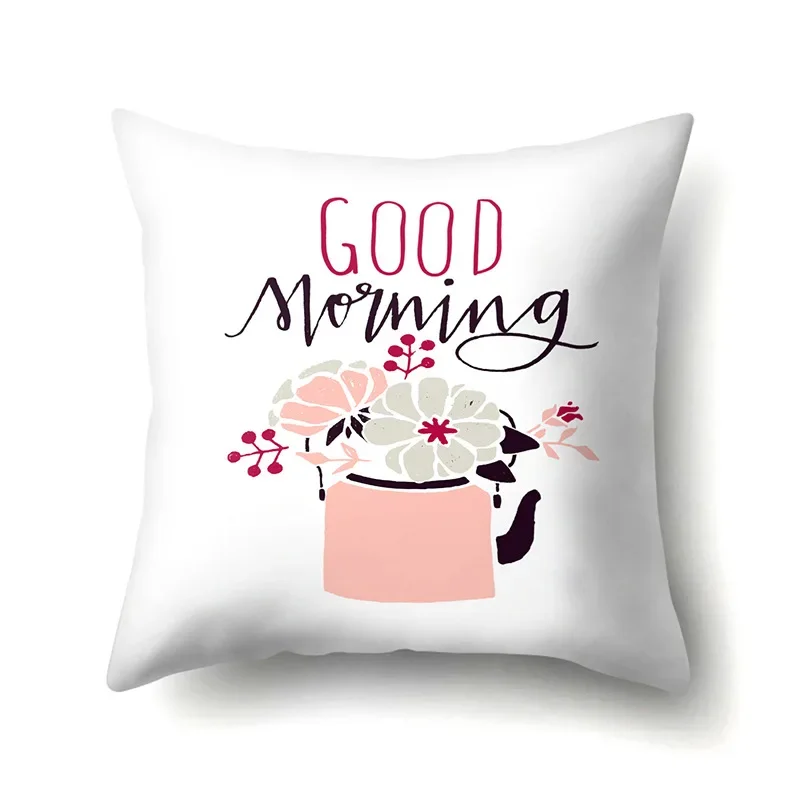 Cartoon Cushion Cover Letter Pillow Case Polyester Pillow Cover Throw Pillows for Living Room Sofa Lumbar Pillow Square 45x45cm 5