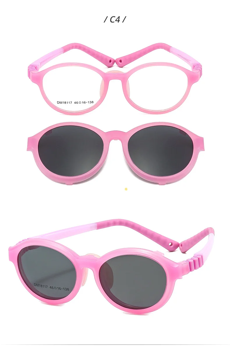 Ralferty Flexible Kinder-Sonnenbrille zum Anklipsen, abnehmbare Brillengestelle, für Mädchen und Jungen, runde Outdoor-Brillen, verschreibungspflichtiger optischer Rahmen – Detail 11