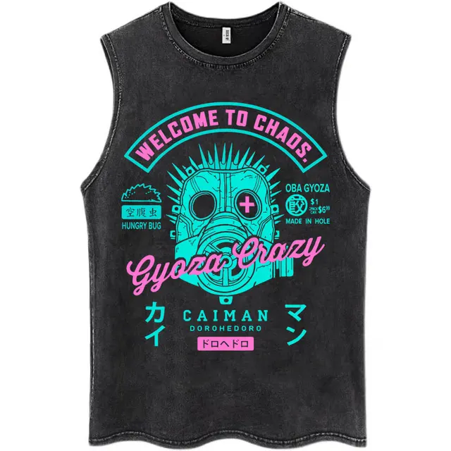 Anime Dorohedoro Kaiman Vintage Washed Tank Tops Harajuku Manga Sleeveless T Shirt Men Women Fashion Casual Cotton Loose T-shirt 6 Anime Dorohedoro Kaiman Vintage Washed Tank Tops Harajuku Manga Sleeveless T Shirt Men Women Fashion Casual Cotton Loose T-shirt 6