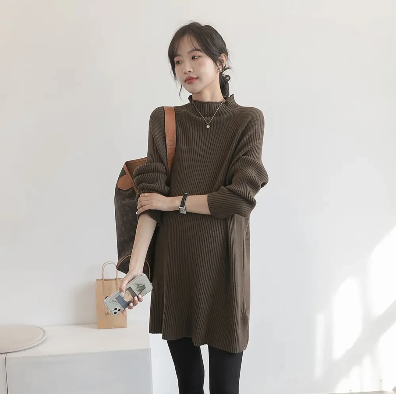 9958# Autumn Winter Dense Knitted Maternity Sweaters Loose Warm Shirts Clothes for Pregnant Women Pregnancy Pullovers Tops