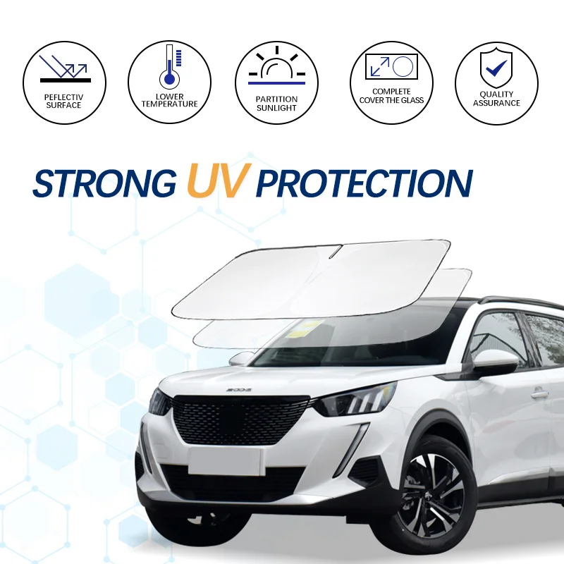 Car Windshield Sun Shade For Peugeot 2008 Sunshade Summer Visor Protector Foldable Blocks UV Rays Protection Accessories car sunshade windshield sunshade windshield sun shade