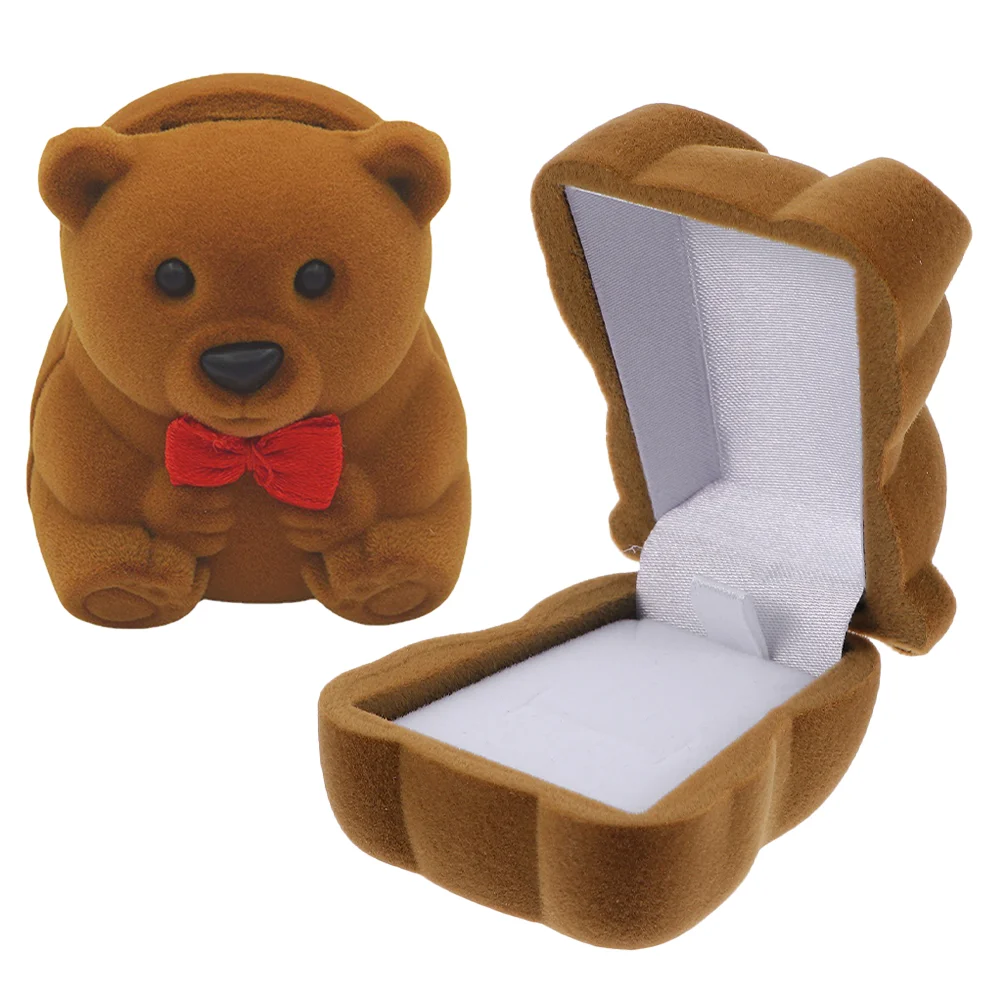 

2 Pcs Bear Jewelry Box Ring Case Necklace Travel Organizer Essentials Cute