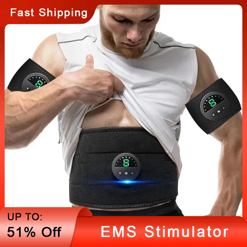 Electric Abdominal Muscles Training Belt Waist Muscle Stimulation EMS Fitness Machine Burning Fat Body Shaping Massage Equipment