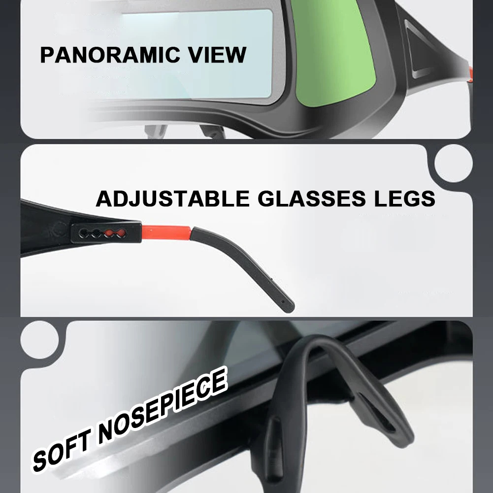 Automatic Dimming Welding Goggles Large View Auto Darkening Protective Glasses Arc Welding Grinding Cutting