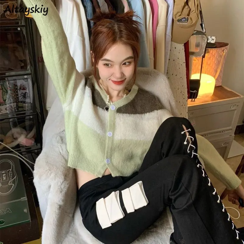 

Свитера Женские винтажные уличные Лоскутные уютные с V-образным вырезом в стиле ольччан кардиган студенческие Элегантные Модные Повседневные вязаные простые женские