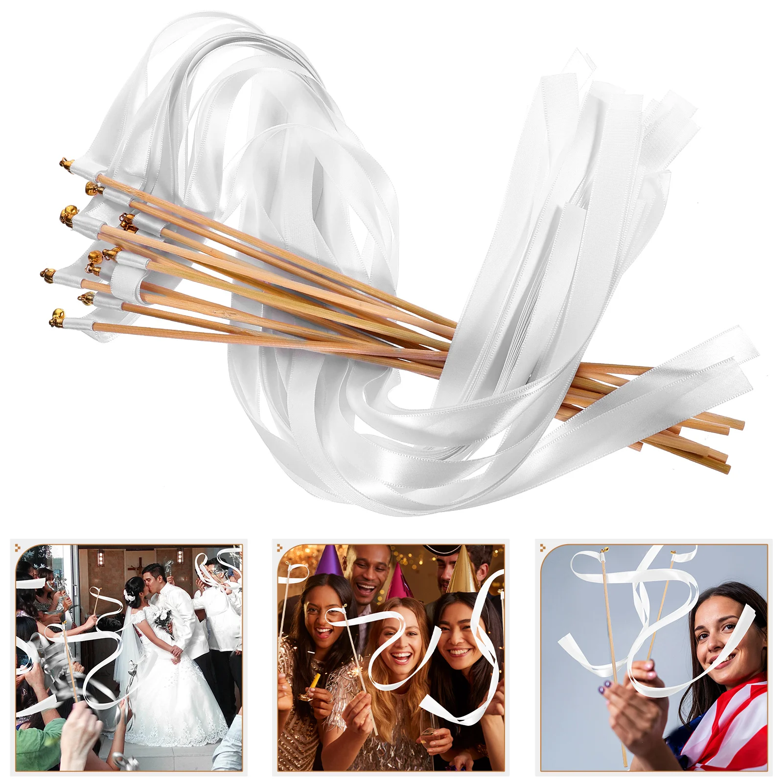 

30 Pcs Wedding and Birthday Event Ribbons Fairy Wands Holiday Party Decoration (pure White Style) 30pcs Decorative Sticks