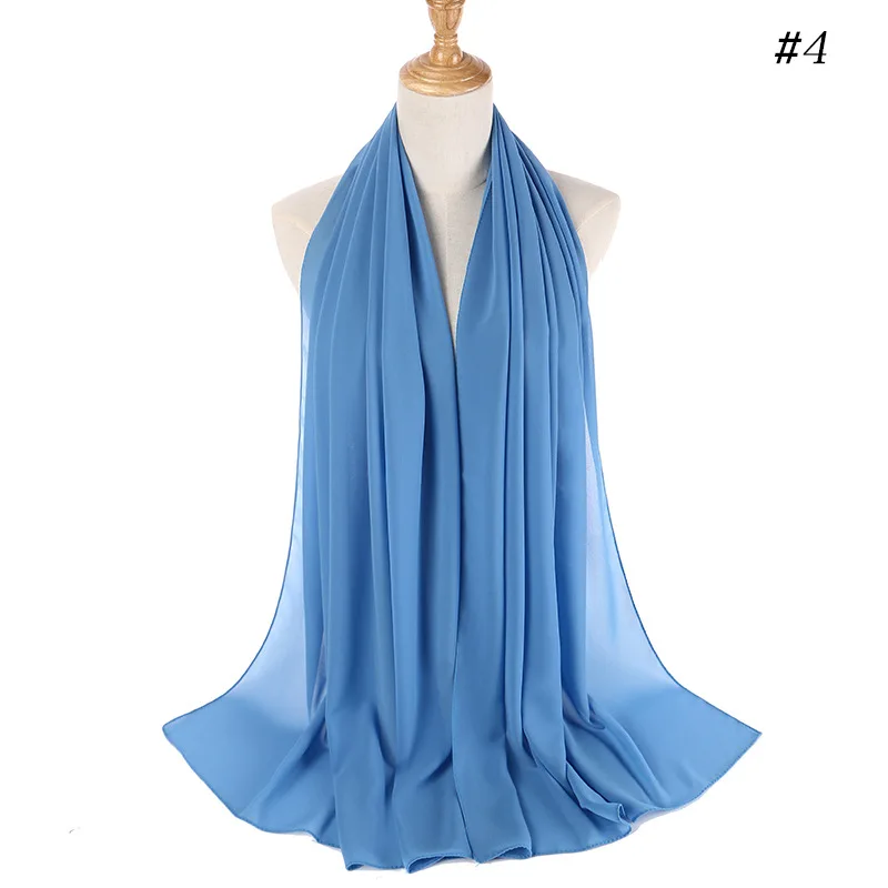 Women Solid Color Chiffon Hijab Scarf Wrap Islamic Shawls Headband Muslim Hijabs Wrap Headscarf Scarves 40 Colors
