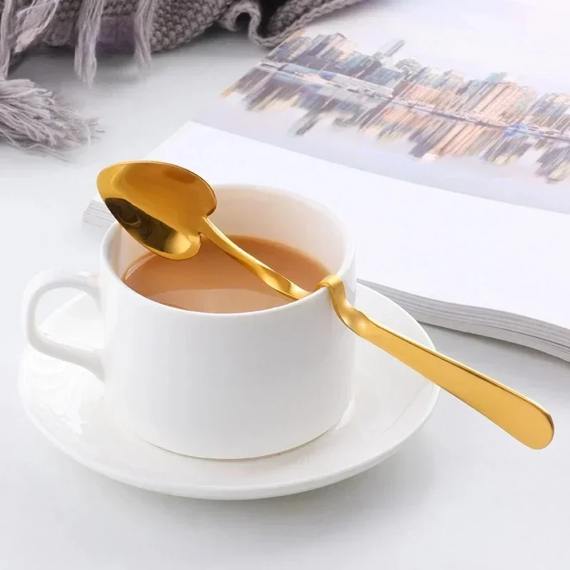 1 Pcs Coffee Spoon Honey Shape Creative Tea Coffee Cup Hanging Spoons Stainless Steel Rose Gold Heart Teaspoon