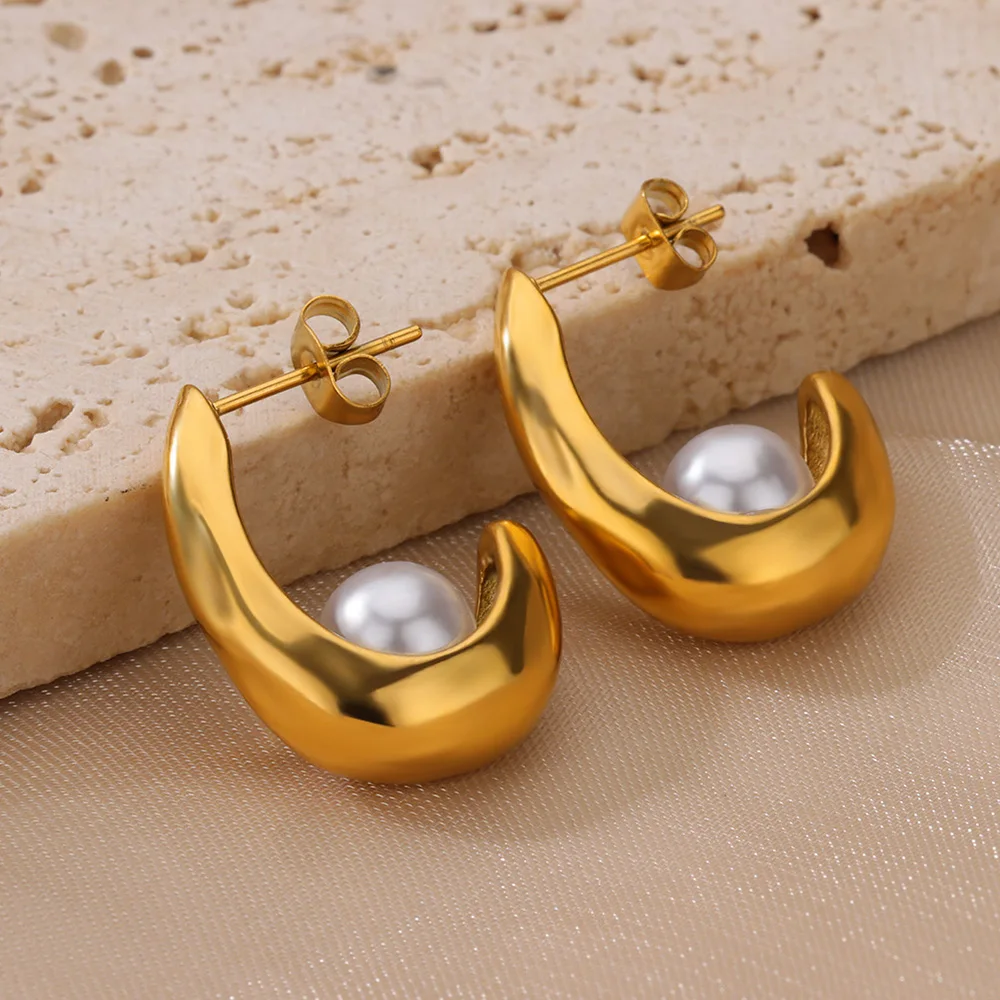 Earrings Pearl Stainless Steel