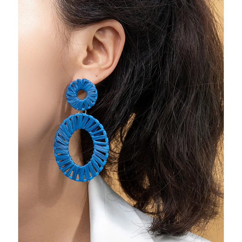 

Bohemia Fashion Colorful Lafite Earrings for Women Summer Tourism Holiday Accessories 2023 Fashion Women's Jewelry