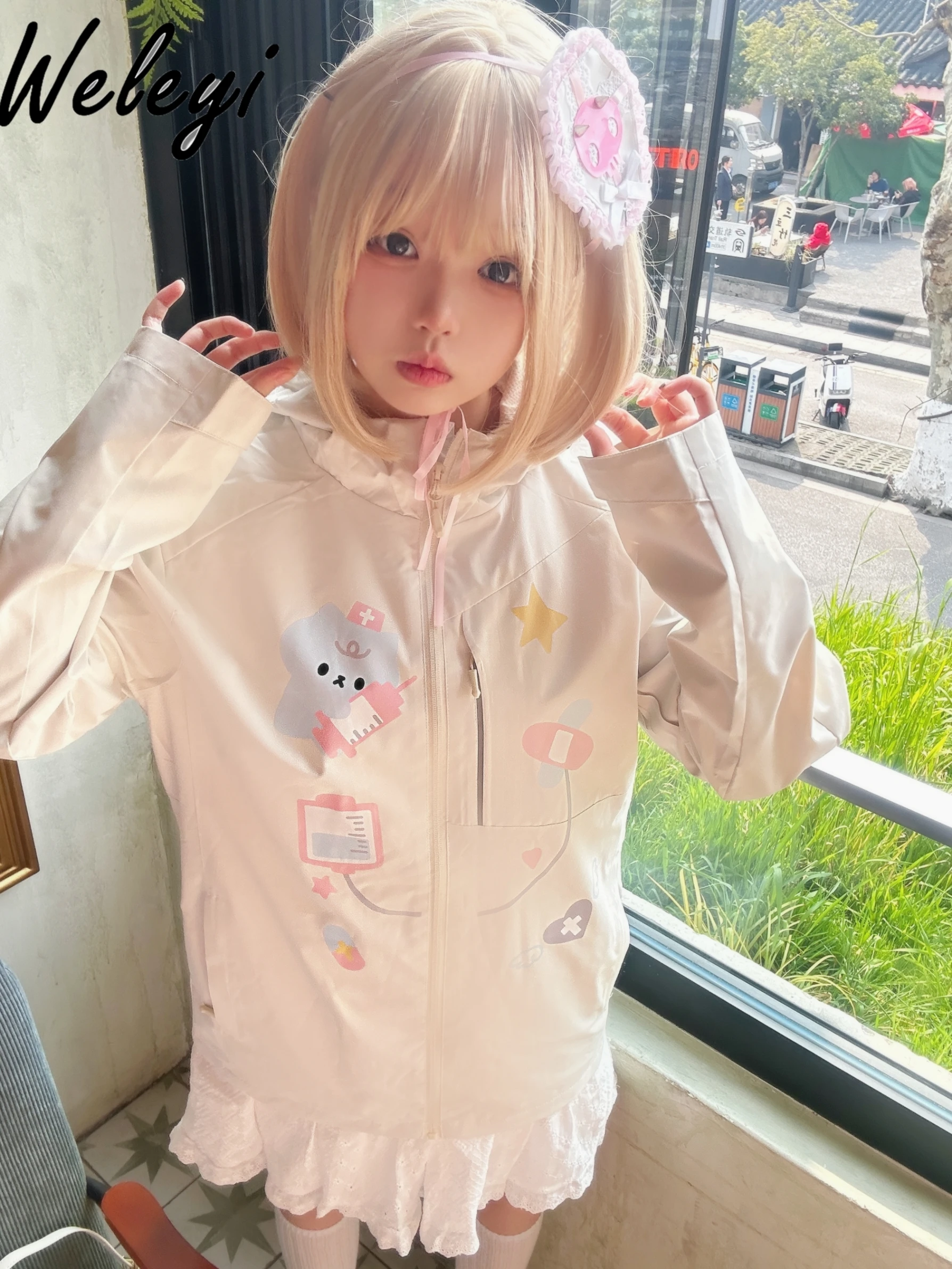 Kawaii Medical Coat Shell Jacket 2024 Primavera Stile Giapponese Cute Cure Cat Doctor Figlia Clothes Dritto Sottile Manica Lunga Top