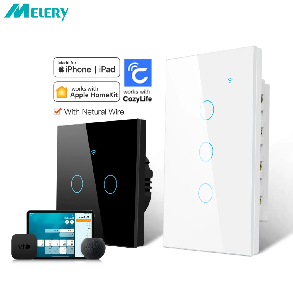 Smart Light Wall Switch Apple Homekit Wifi Touch Sensor Glass Panel