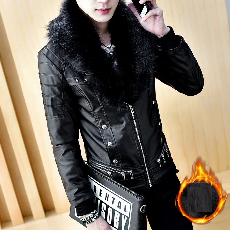

Fall Winter Warm Thickness Jacket Man Boy's Chic Fashion Rock Jacket Motobike Music Stage Show Dance Live Guitar Costumes