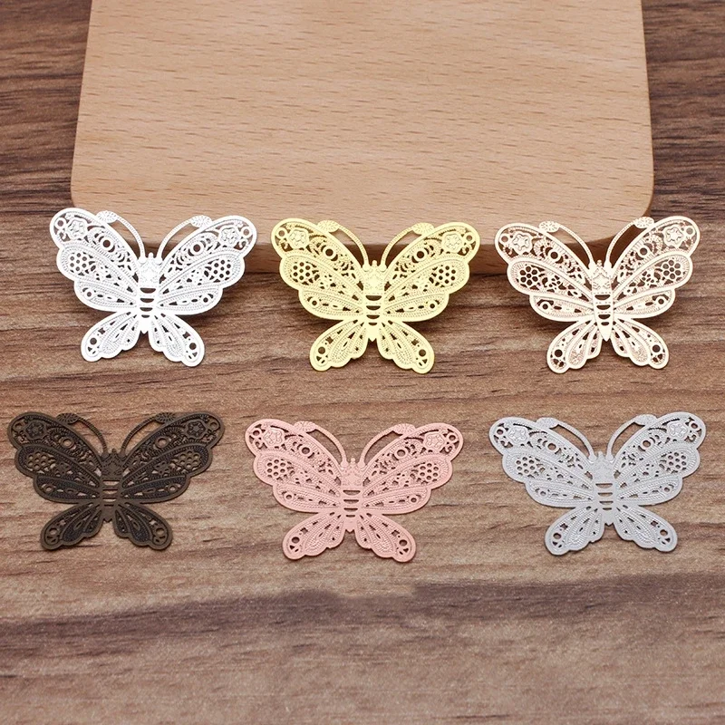 BoYuTe 황동 선조 나비 모양 시트, 쥬얼리 제작용 DIY 수제 재료, 35x27mm, 20 개/로트