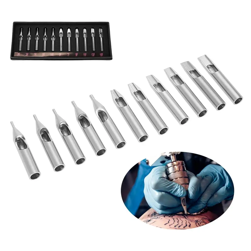 11 Pieces Tattoos Tips Skin Art Nozzle Convenience Fine Workmanship Makeup Supplies Workshop Accessories Skins Needle Tips Kit tattoo microblading needles disposable tattoo tips