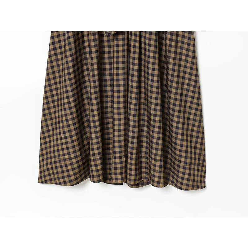 2025 New Women Fashion Plaid Shirt Collar Dress Long Dresses With Belt Chic Dresses Women Long Sleeve Casual Autumn Dress