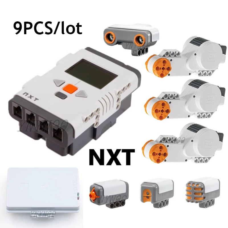 

Детали для электроники NXT, 9 шт./партия, датчики ступицы кирпича, двигатели, подходят для 9797, 8547, строительные блоки, паровые Образовательные Кирпичи, игру