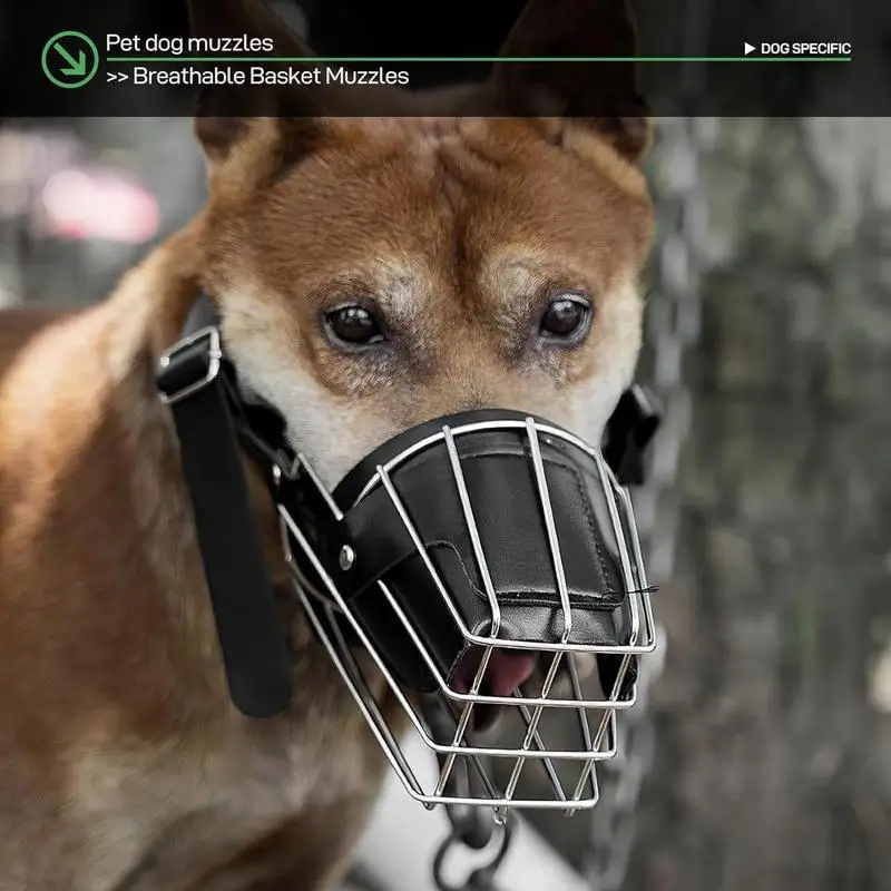 

Dog Muzzle Wire Basket Adjustable Dog Muzzle Breathable Metal Basket Dog Mouth Mesh Muzzles For Large Breed Dogs Dog Muzzle For