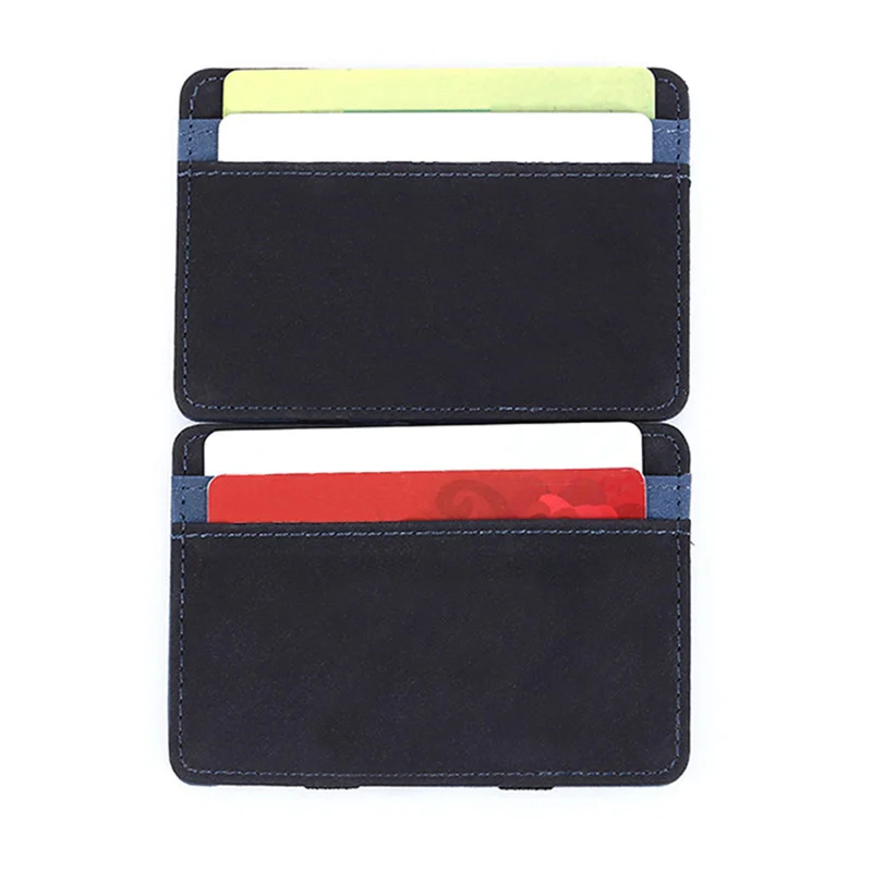 Mens PU Leather Magic Wallet Money Clips Slim Wallet Holder Clutch Bus Card Bag For Women Small Cash Holder Man Purse