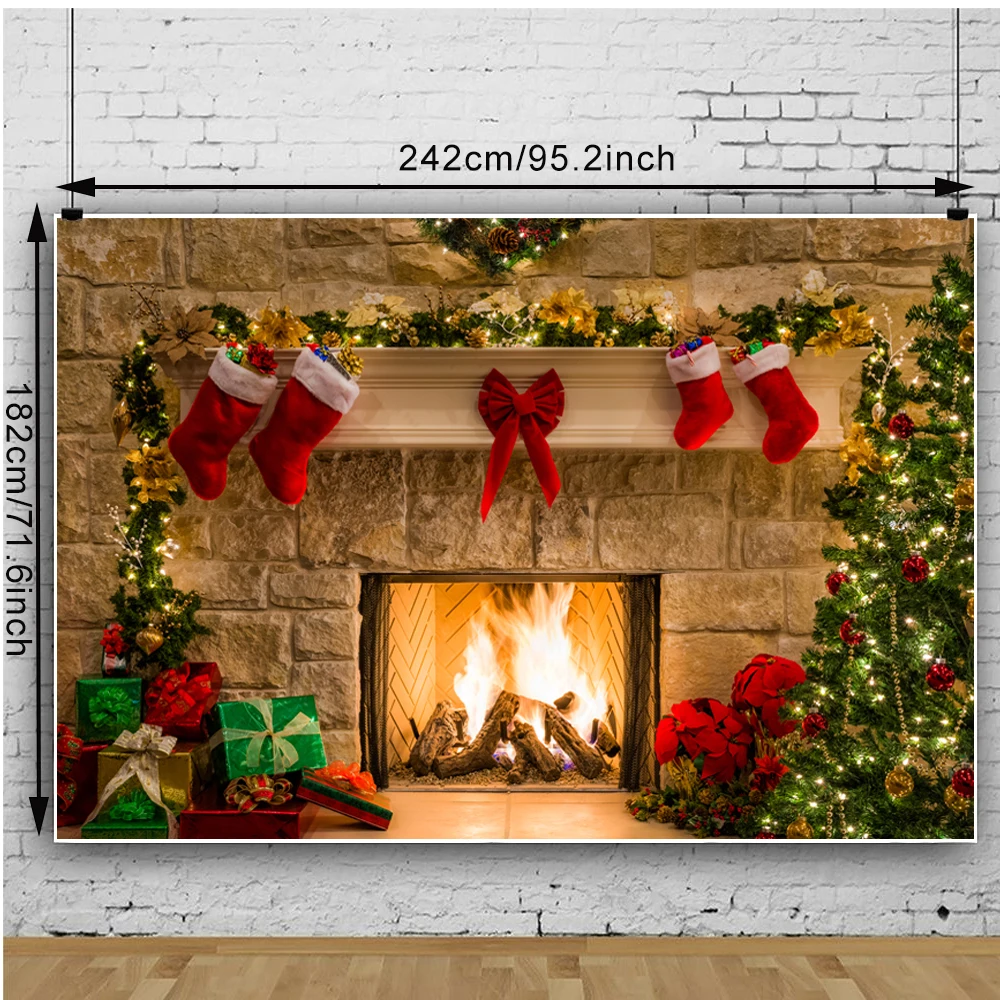 Christmas Photography Backdrops Child Christmas Fireplace Decoration Background For Photo Studio vlog decorations photo backdrop