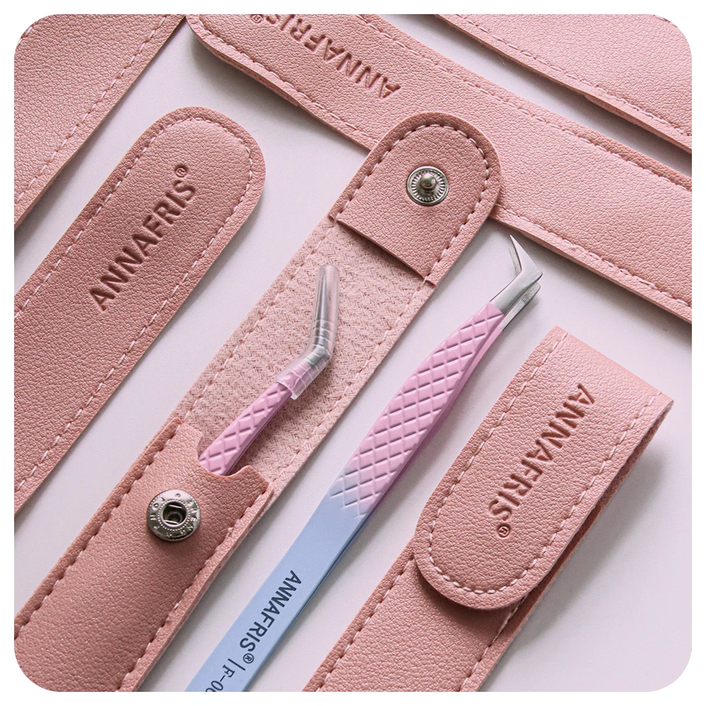ANNAFRIS Fiber Tip Lash Tweezers Stainless Steel  Eyelash Extension Tweezers Precise fiber Anti-slip Tweezer Makeup Tools 6