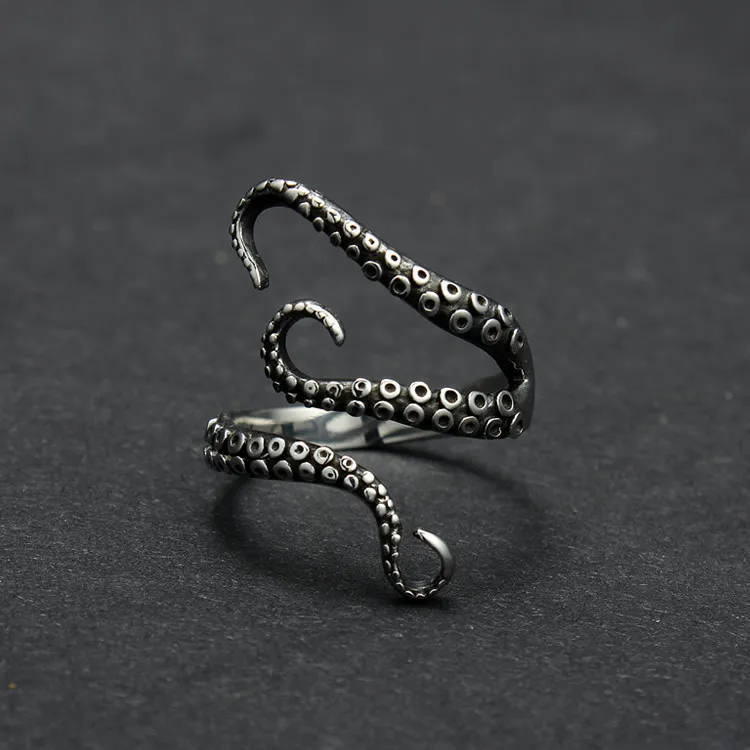

Punk New Octopus Ring Titanium Steel Open Ring Wholesale European and American Personality Fashion Popular Rings for Men
