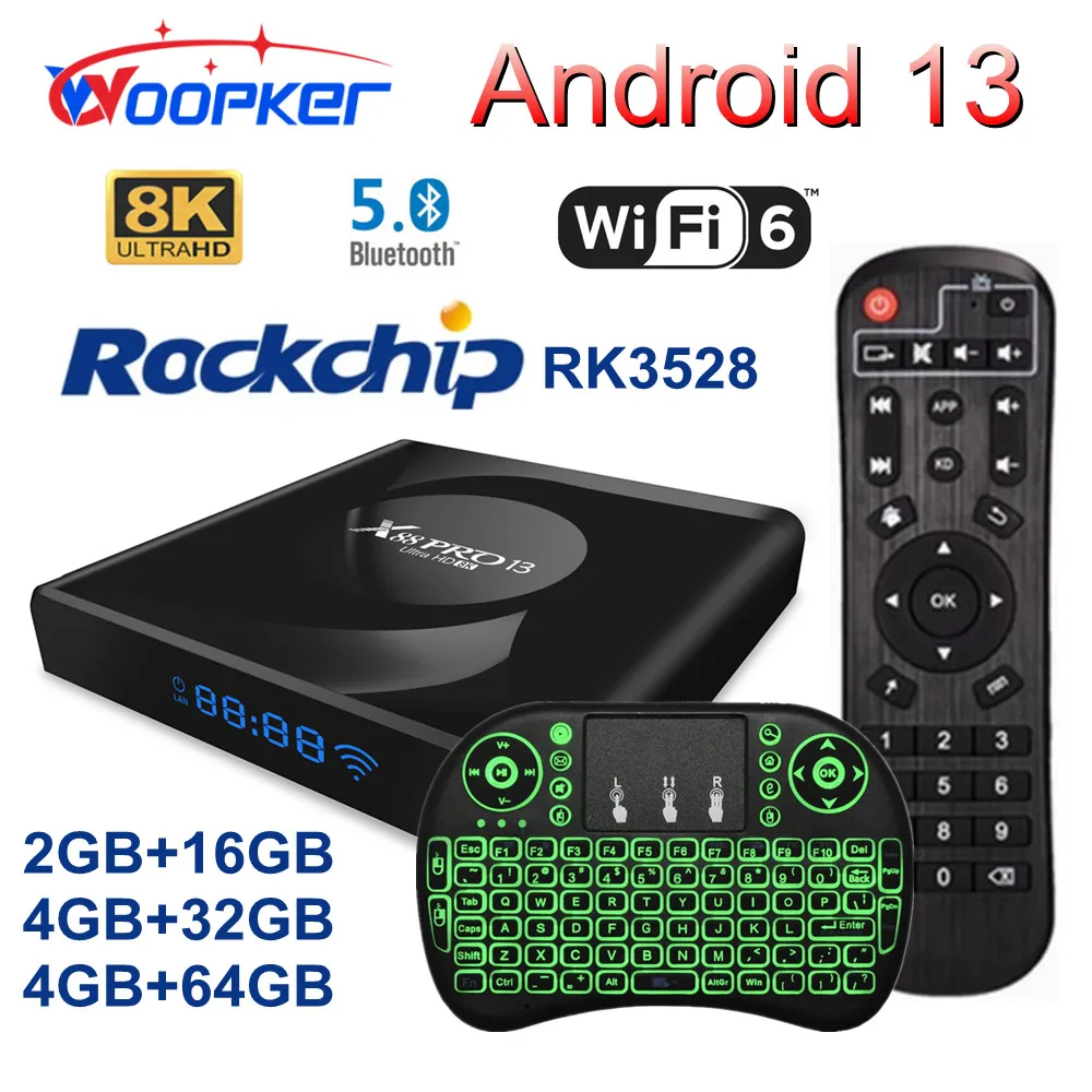 X88 Pro 13 Ultra HD 8K TV-Box 4 GB + 32 GB Android 13.0 Smart-TV-Box mit  Fernbedienung - EU-Stecker