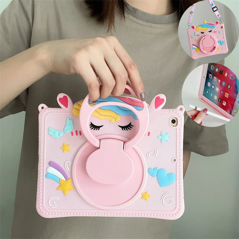 

Cartoon Unicorn Kids Bubble Case For Samsung Galaxy Tab A8 10.5 SM-X200 X205 S6 A7 Lite T500 P610 T290 T220 Silicon Tablet Cover