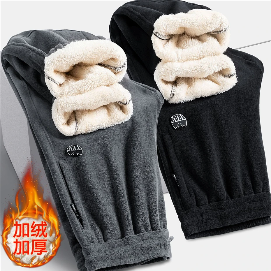 

Winter Fleece Pants Men Warm Thick Sweatpants Winter Jogger Pants Male Elastic Waist Trousers Plus Size 6XL