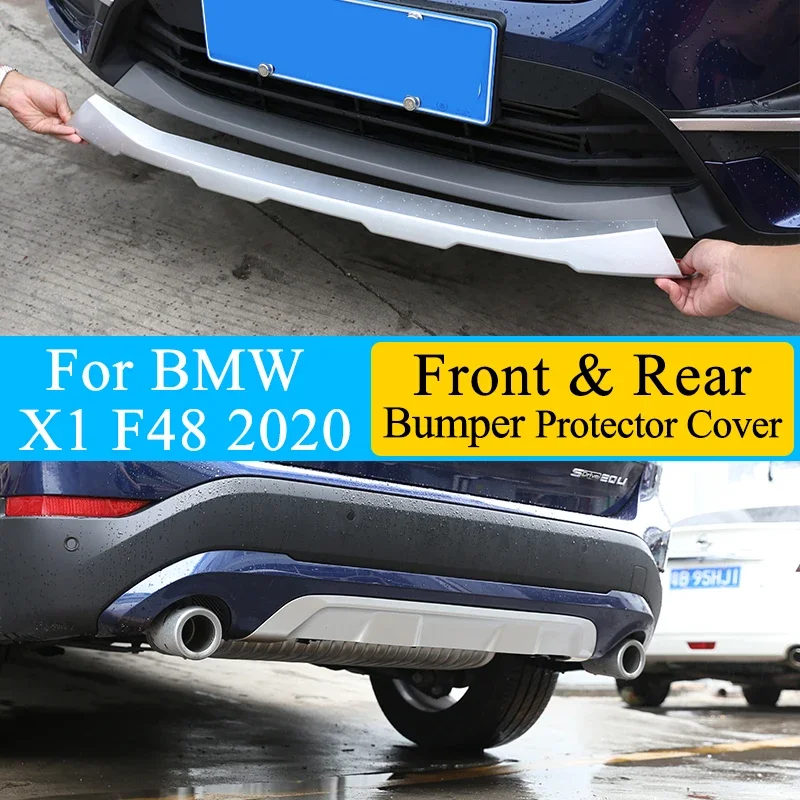 자동차 스타일링 전면 및 후면 범퍼 가드 씰 플레이트 프로텍터 커버 트림 스티커, ABS 크롬, BMW X1 F48 2020 외장 액세서리