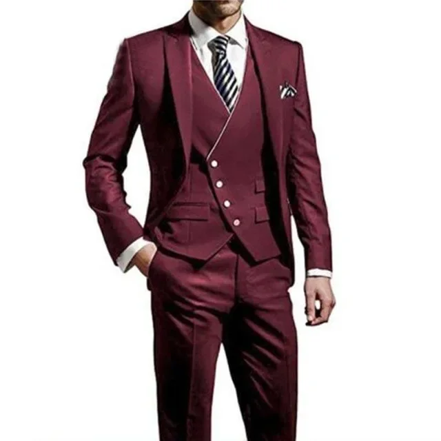 Description Picture 2 of itemFormal Men Suits Slim Fit Suit For Men Tailored Groom Tuxedo Blazer for Wedding Prom Jacket +Pants +Vest