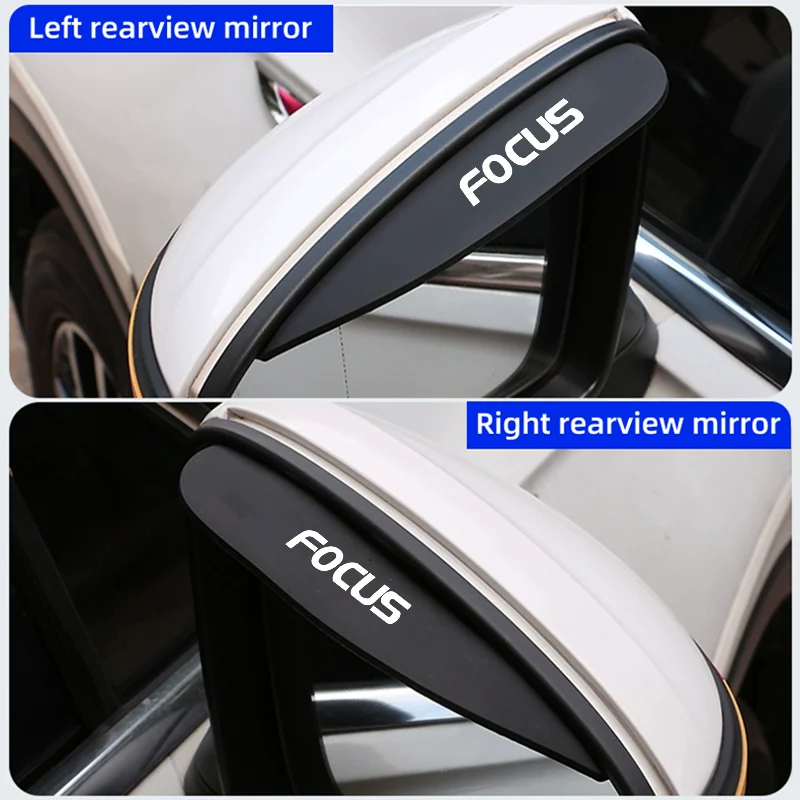 2PCS Car Rearview Mirror Rain Eyebrow for Ford Focus 2 MK2 MK3 MK1 MK4 RS Silicone Auto Sun Visor Shade Cover Protector Guards rearview mirror rain eyebrow