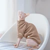 Coffee Cotton Sweater for Cat 2-legged Winter Coat for Sphynx Warm Sweatshirt for Kittens Soft Loungewear for Devon Rex 2