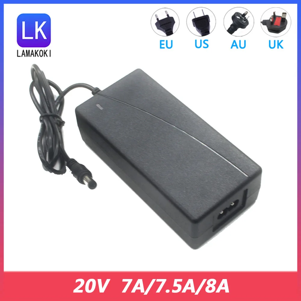 Adaptador de Alimentação Universal 20 v ue Eua Reino Unido au 20 Volt v ac dc Adaptador 7a 7.5a 8a Adaptador de Alimentação