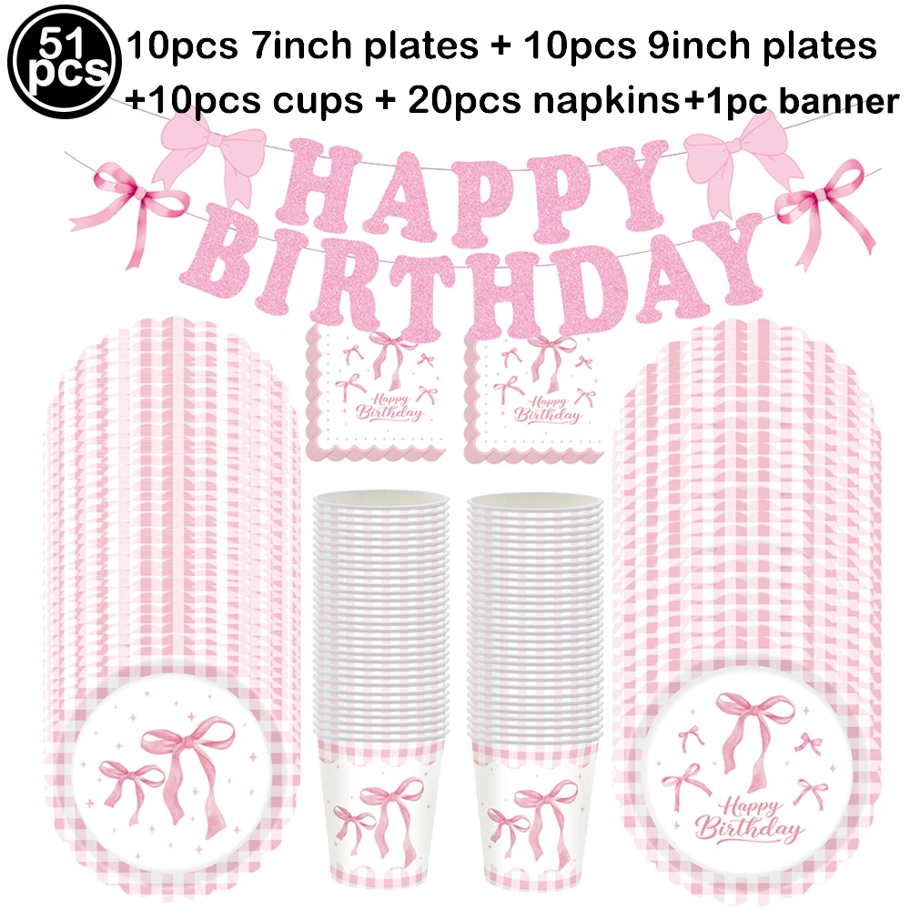 Set of 10 Pink Bow Cupcake and Cake Toppers for Coquette-Themed Parties and Bridal Showers