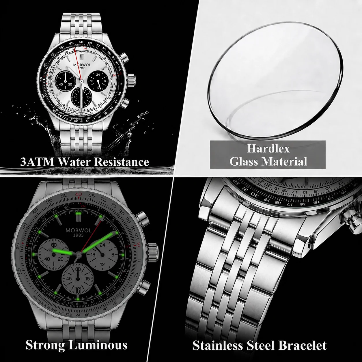 Men's Multifunction Chronograph Leather Strap Watch - Vintage Pilot Dial, Business & Fashion Style