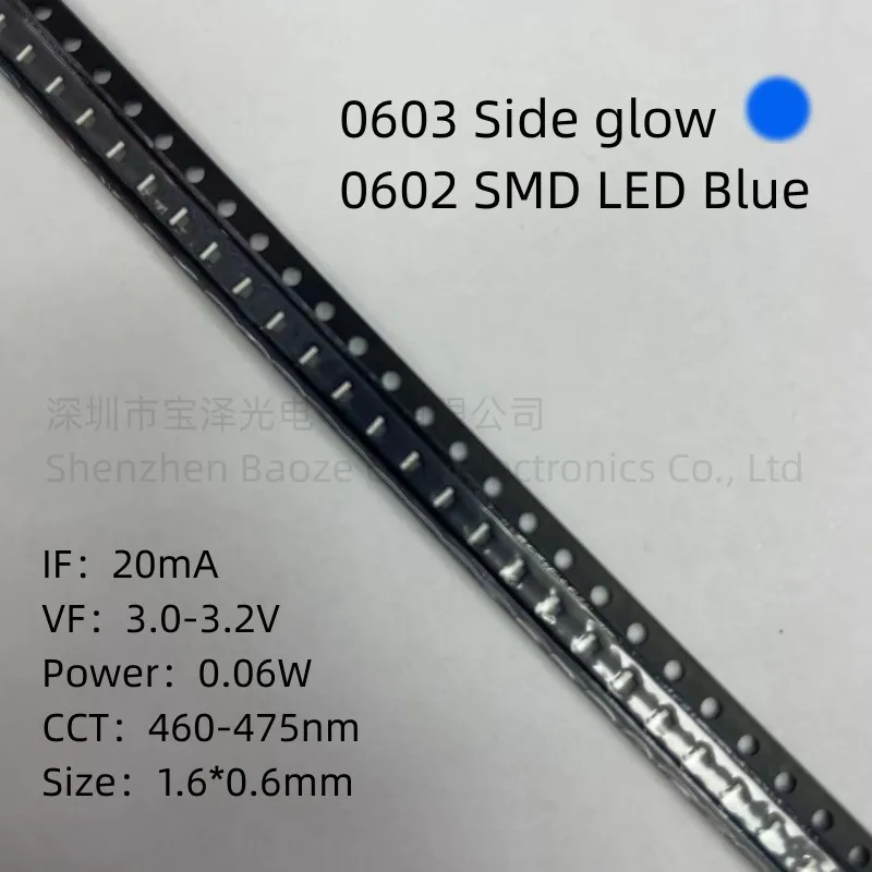 0602 Smd Led Blu 1.6*0.6Mm Perline Per Lampade Di Alta Qualità Ad Alta Luminosità 0603 Luminescenza Laterale