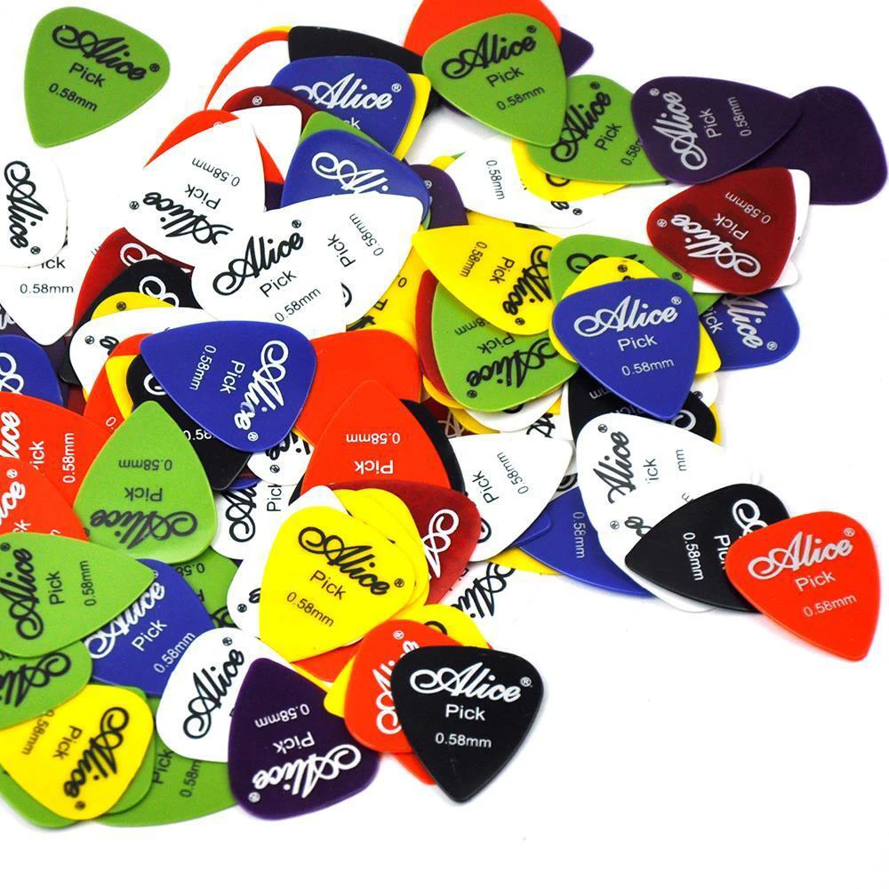 Alice AP-P Guitar Picks 0.58mm Smooth ABS Assorted Colors 100pcs