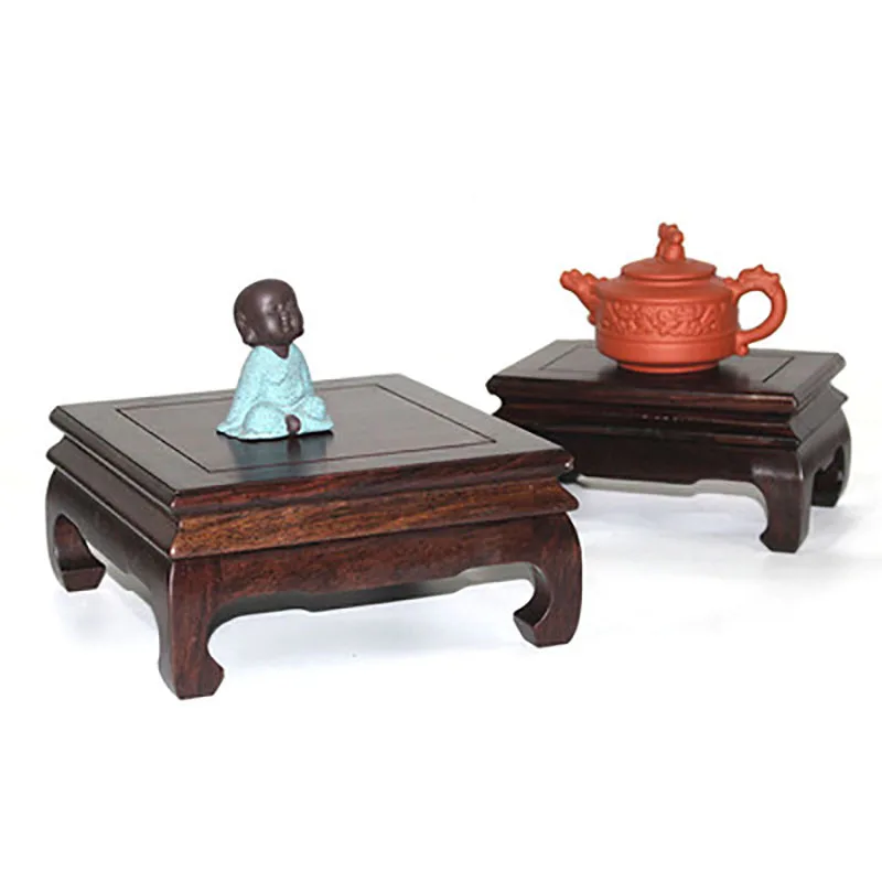 Red Wood Buddha Ornament Base, strange Stone, Flowerpot, Vase, Bonsai, Aquarium, Solid Wood, Rectangular Bracket