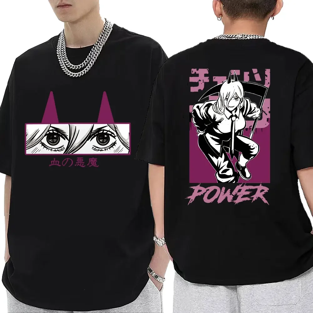 

Japan Anime Chainsaw Man Graphic T Shirts Manga Makima Power Denji Print T Shirt Men Women Gothic Vintage Short Sleeve T-shirts