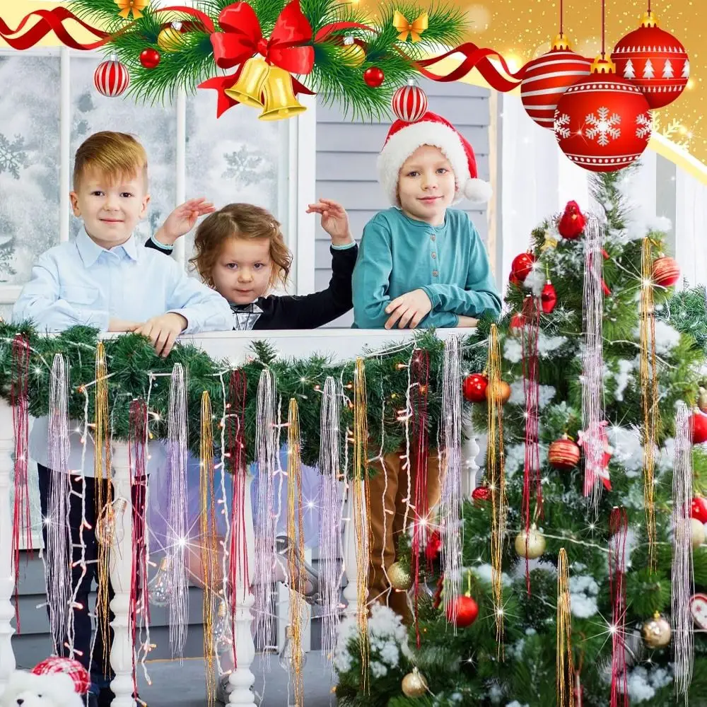 Metal Wire Christmas Tree Decor Gold Tinsel Icicle Strands