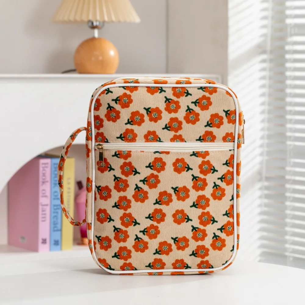 Quilted Portable Book Sleeve with Zipper Dustproof Carrying Case