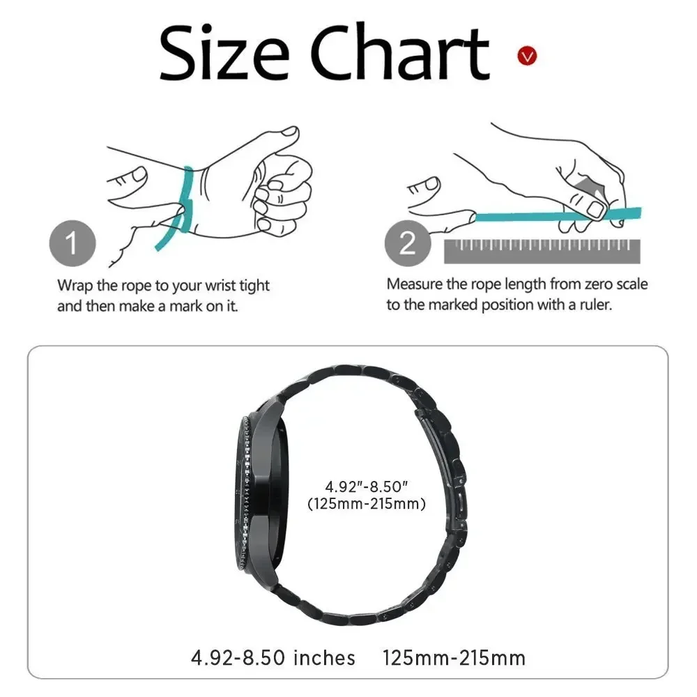 Stainless Steel Smartwatch Bracelet, 20mm/22mm Strap